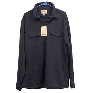 New Industry Mens Black Rayon Blend Collared Snap Front Quilted Shirt Jacket XL